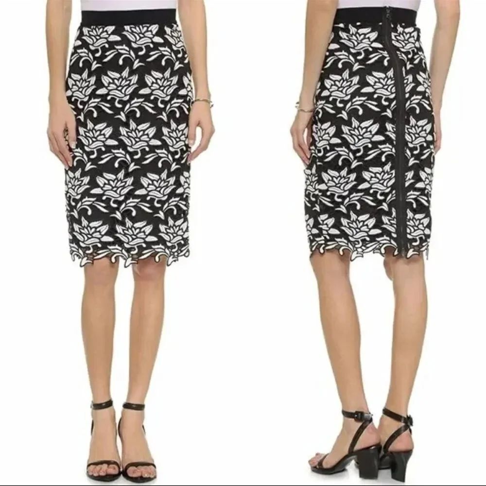 BCBGMAXAZRIA SASCHA FLORAL-HEM PENCIL SKIRT PFG3F463/B440A SIZE XS